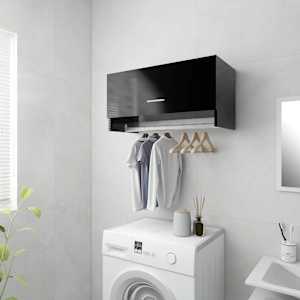 vidaXL Garderobe høyglans svart 70x32,5x35 cm sponplate