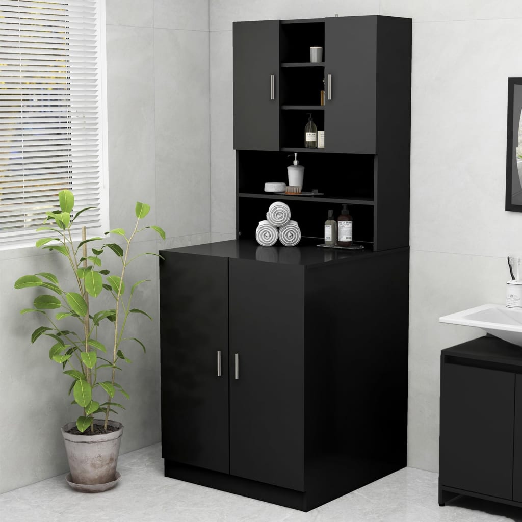 vidaXL Washing Machine Cabinet Black 70.5×25.5×90 cm