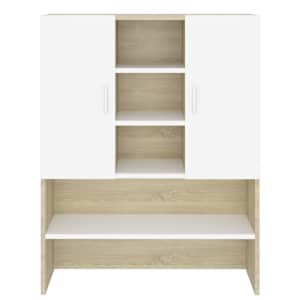 vidaXL Skalbimo mašinos spintelė, balta ir ąžuolo, 70,5x25,5x90cm