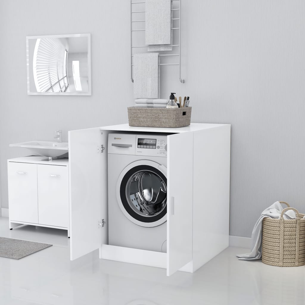 VIDAXL Socle pour machine a laver avec etagere coulissante Blanc