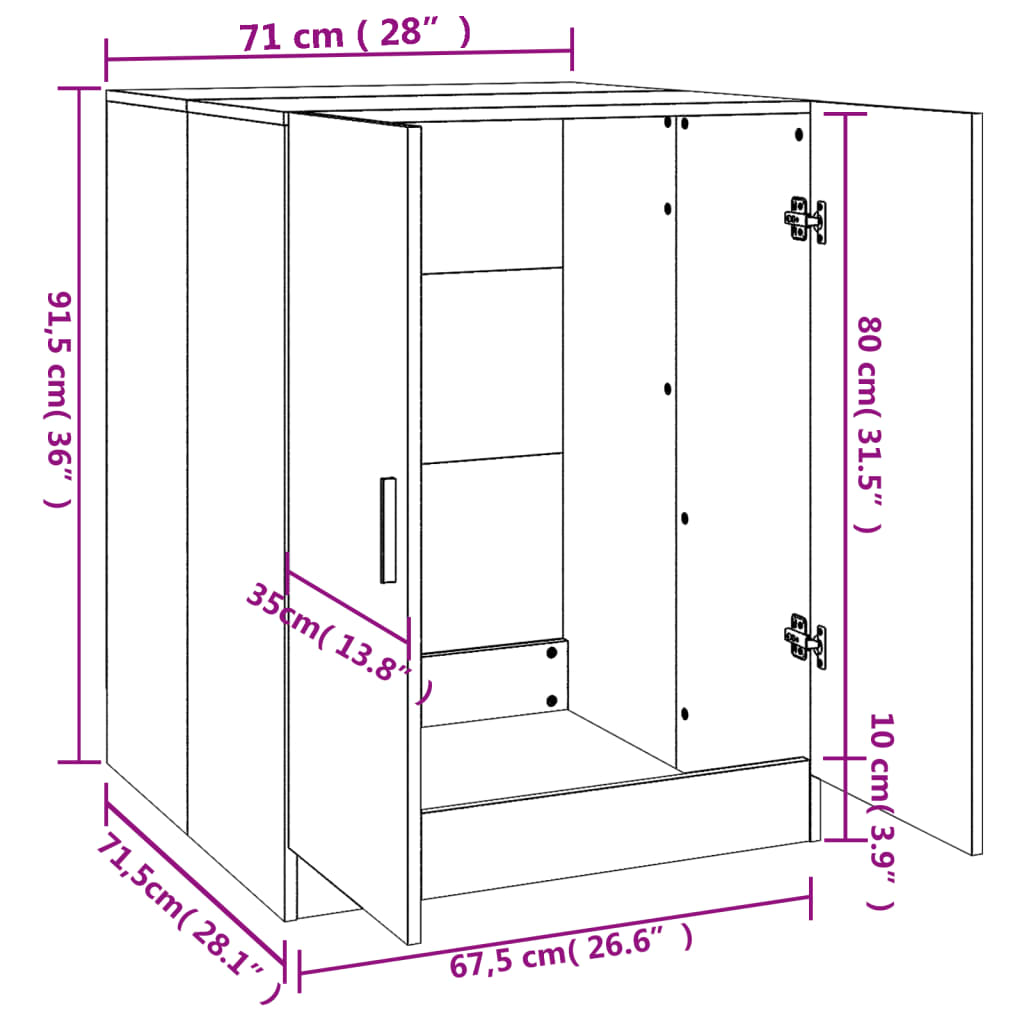 Шкаф за пералня сонома дъб 71x71,5x91,5 см