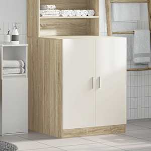 vidaXL Skalbimo mašinos spintelė, balta ir ąžuolo, 71x71,5x91,5cm
