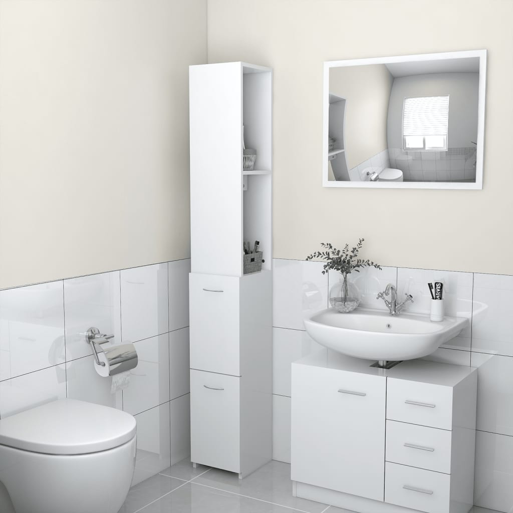 vidaXL badeværelsesskab 25x25x170 cm spånplade hvid