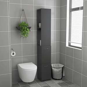 vidaXL Vonios kambario spintelė, pilka, 25x26,5x170cm apdirbta mediena