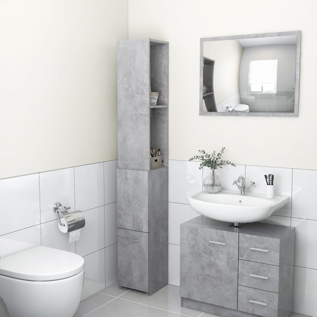 vidaXL badeværelsesskab 25x25x170 cm spånplade betongrå