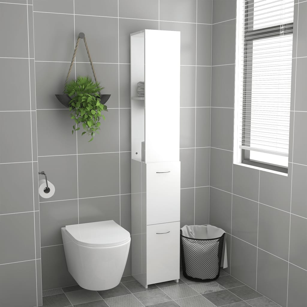 

vidaXL Badkamerkast 25x25x170 cm spaanplaat hoogglans wit
