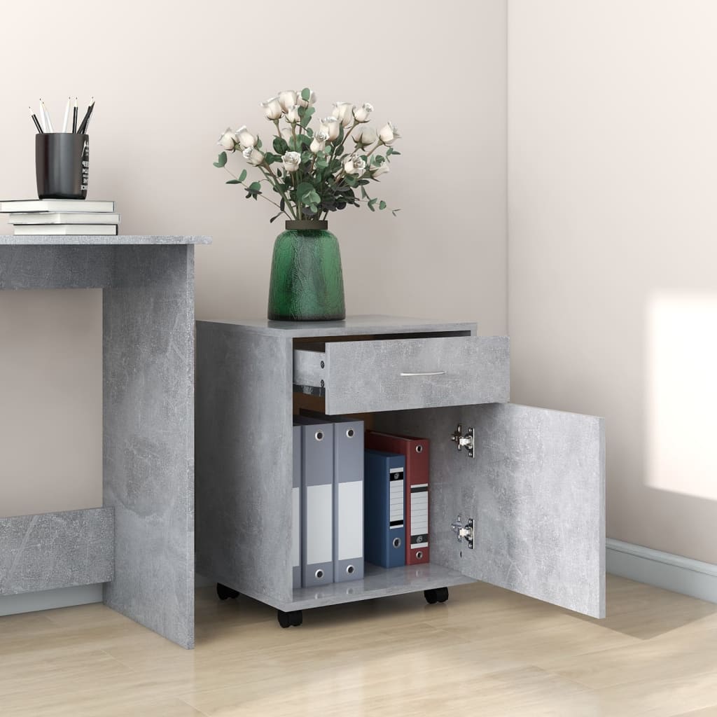 

vidaXL Kast verrijdbaar 45x38x54 cm spaanplaat betongrijs