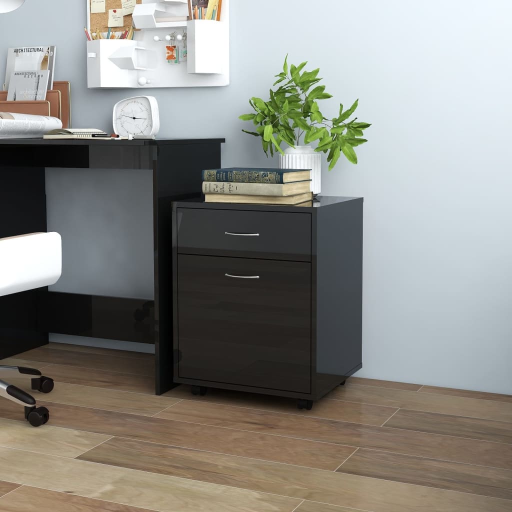 Rollschrank Hochglanz-Schwarz 45x38x54 cm Holzwerkstoff kaufen