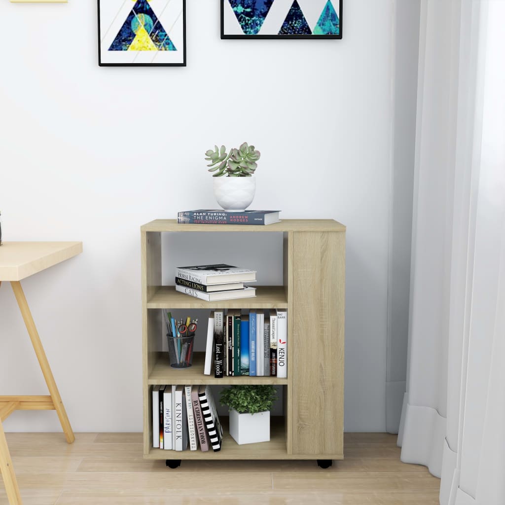 vidaXL Rolkast 60x35x75 cm bewerkt hout sonoma eikenkleurig afbeelding