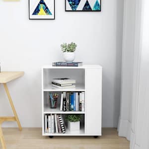 vidaXL Ντουλάπι Τροχήλατο Γυαλιστ. Λευκό 60x35x75 εκ. από Επεξ. Ξύλο