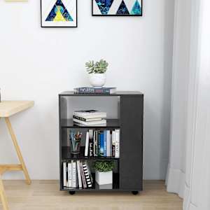 vidaXL Ντουλάπι Τροχήλατο Γυαλιστερό Γκρι 60x35x75 εκ. από Μοριοσανίδα