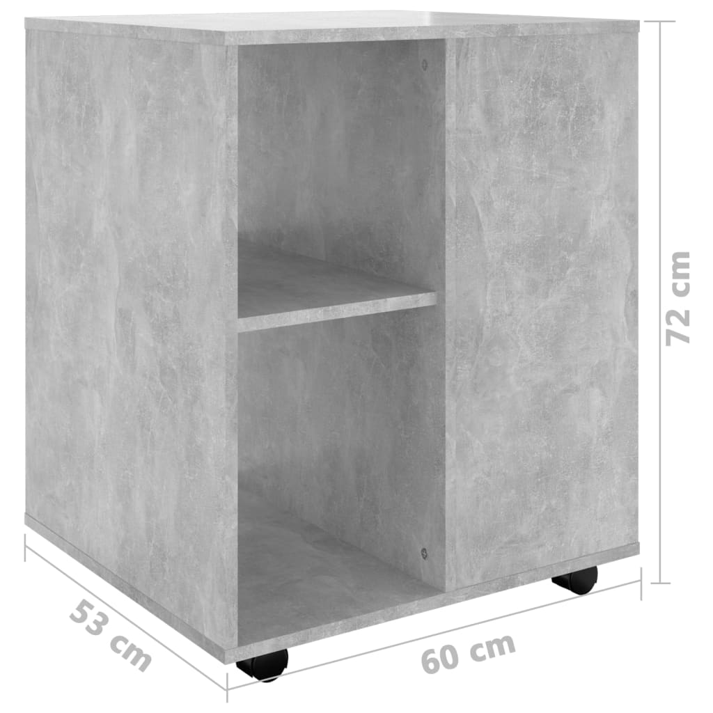 imagem de vidaXL Móvel com rodas 60x53x72 cm contraplacado cinzento-cimento10