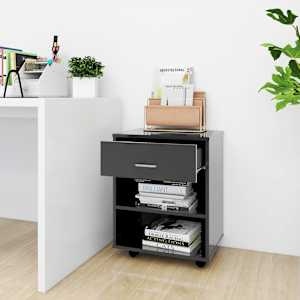 vidaXL Szafka na k&oacute;łkach, szara z połyskiem, 46x36x59 cm