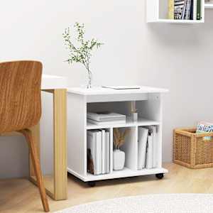 Omarica na kolesih bela 60x45x60 cm iverna plošča