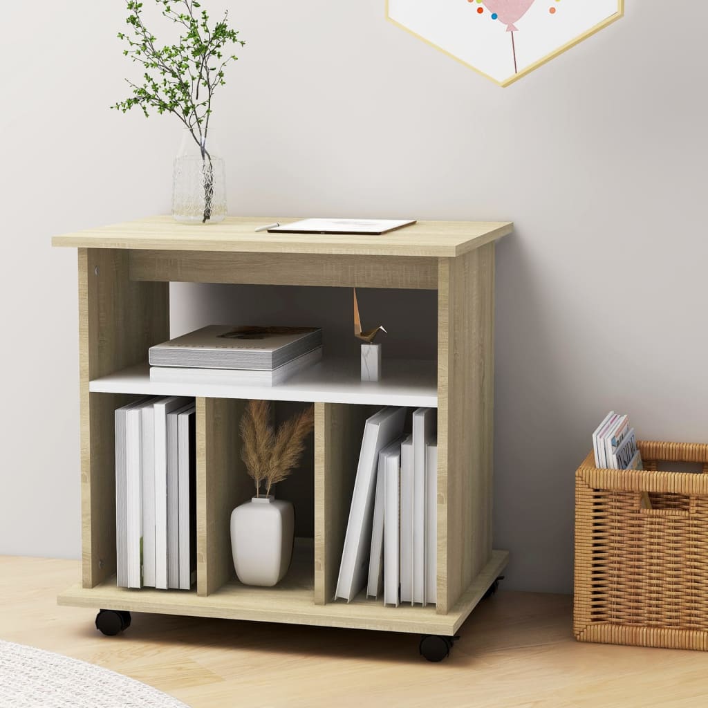 

vidaXL Kast verrijdbaar 60x45x60 cm spaanplaat wit sonoma eikenkleurig