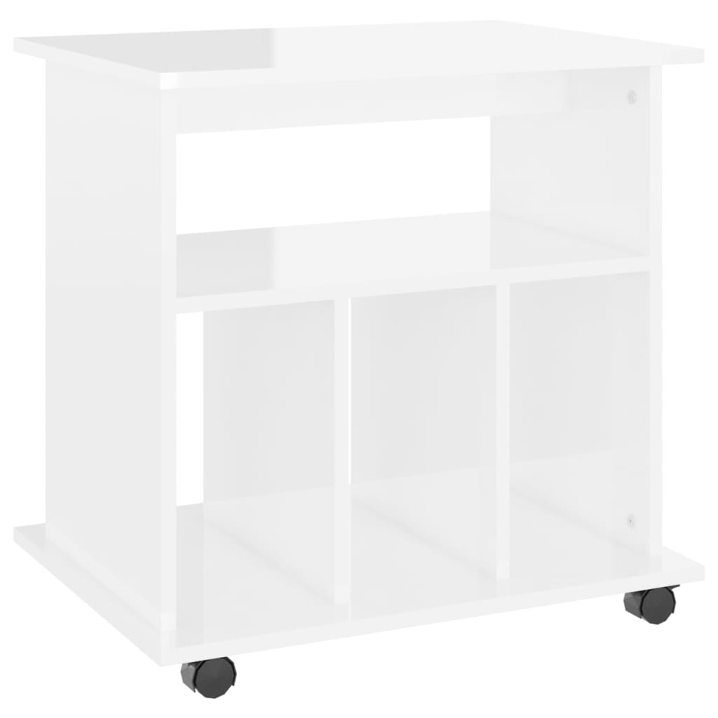 vidaXL SkĹ™Ă­Ĺ�ka na koleÄŤkĂˇch bĂ­lĂˇ lesklĂˇ 60x45x60 cm kompozitnĂ­ dĹ™evo