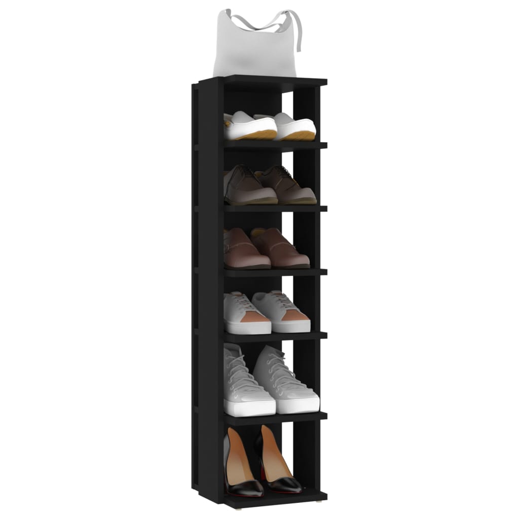 Szafka na buty, czarna, 27,5x27x102 cm, materiał drewnopochodny