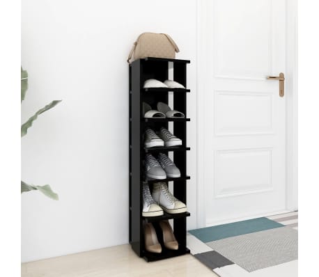 vidaXL Armoire &agrave; chaussures Noir 27,5x27x102 cm Bois d'ing&eacute;nierie