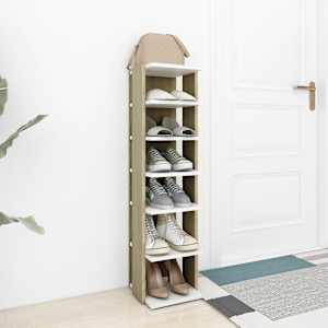 vidaXL Spintelė batams, baltos/ąžuolo, 27,5x27x102cm, apdirbta mediena