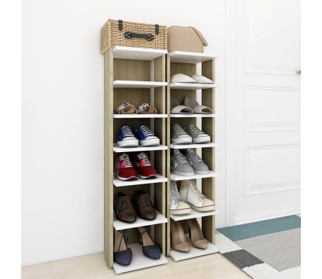 vidaXL Botn&iacute;ky 2 ks b&iacute;l&eacute; a dub sonoma 27,5x27x102 cm