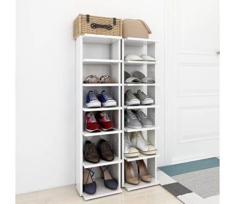 vidaXL Ormarići za cipele 2 kom visoki sjaj bijeli 27,5 x 27 x 102 cm