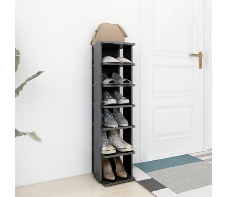 vidaXL Shoe Cabinet High Gloss Grey 27.5x27x102 cm Engineered Wood