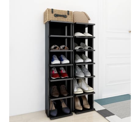 vidaXL Shoe Cabinets 2 pcs High Gloss Grey 27.5x27x102 cm