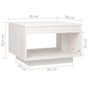 Konferenční stolek bílý 50 x 50 x 33,5 cm masivní borové dřevo - obrázek 7
