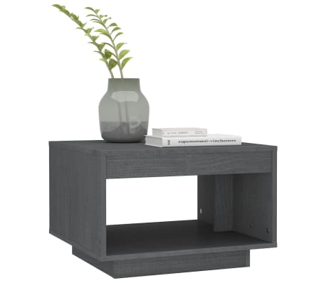 vidaXL Table basse Gris 50x50x33,5 cm Bois de pin massif