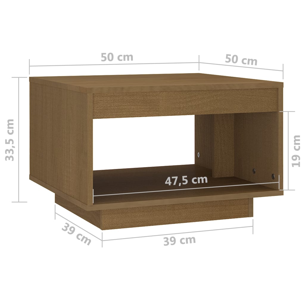 Konferenčný stolík medovo-hnedý 50x50x33,5 cm borovicový masív