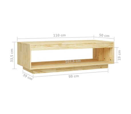 Tavolino VidaXL In Legno Massello Acacia 110x60x35 Cm – Finitura Miele, Per Soggiorno E Salotto