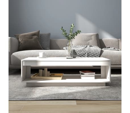 vidaXL Tavolino da Salotto Bianco 110x50x33,5cm Legno Massello di