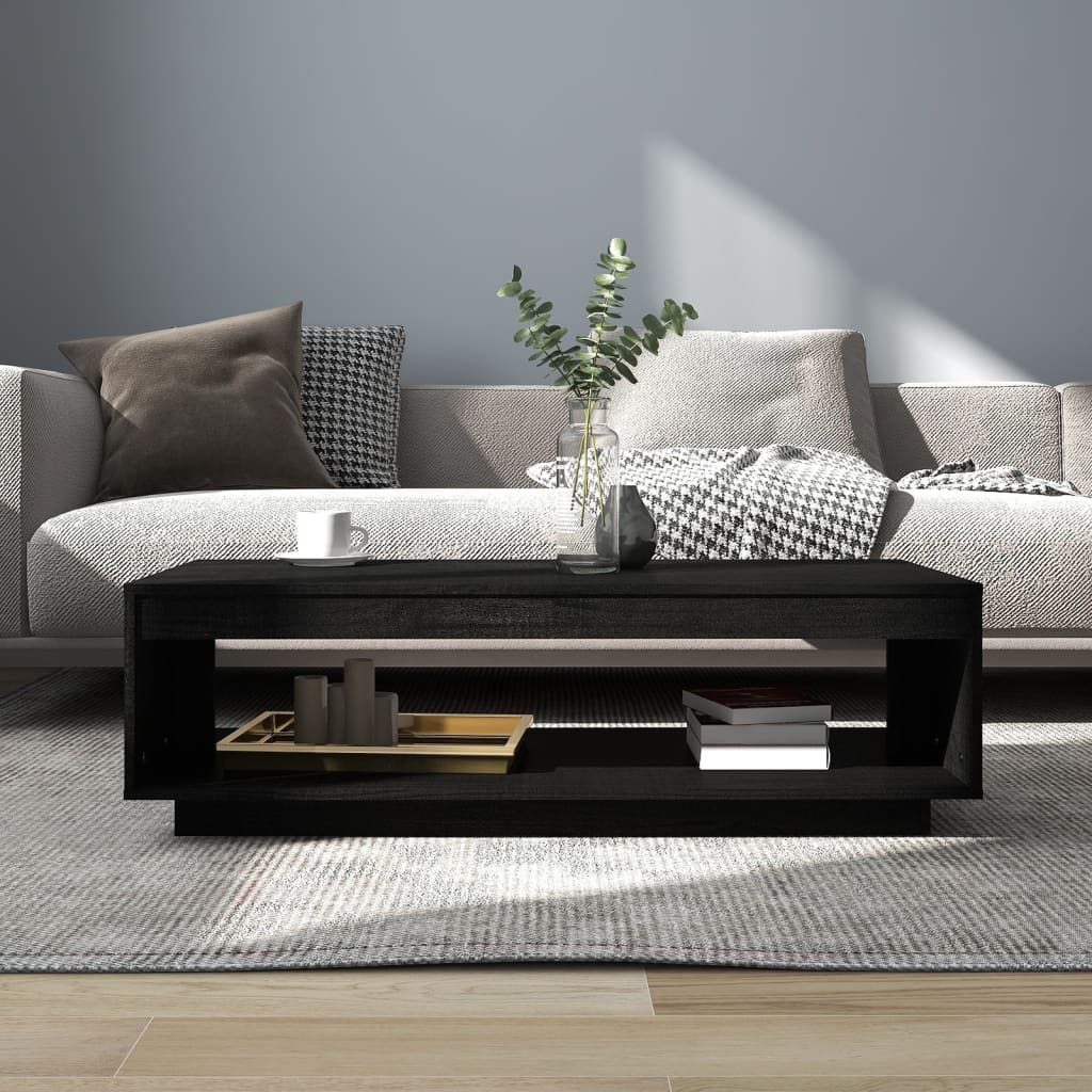 vidaXL Couchtisch Schwarz 110x50x33,5 cm Kiefer Massivholz