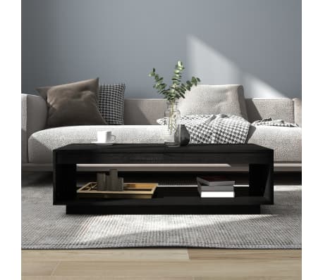 vidaXL Table basse Noir 110x50x33,5 cm Bois de pin massif