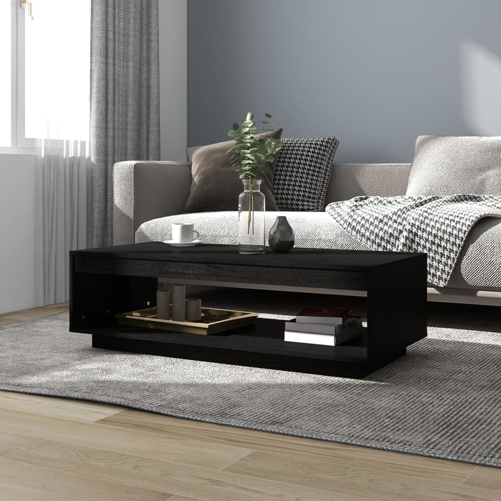 kafijas galdiņš, 110x50x33,5 cm, melns, priedes masīvkoks | Stepinfit.lv