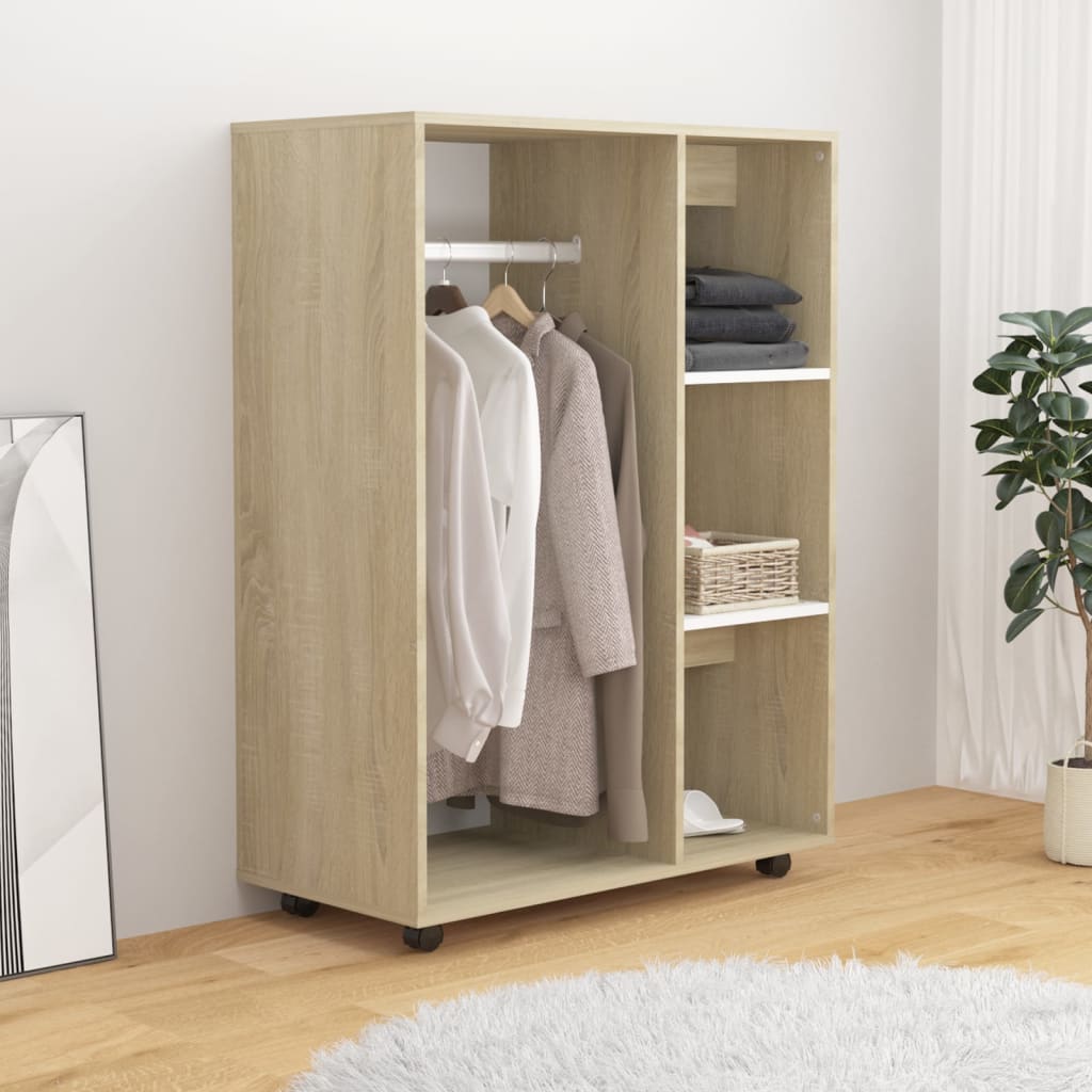 

vidaXL Kledingkast 80x40x110 cm spaanplaat wit en sonoma eikenkleurig