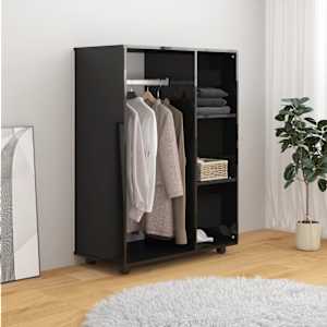 vidaXL Drabužių spinta, juodos spalvos, 80x40x110cm, MDP, ypač blizgi