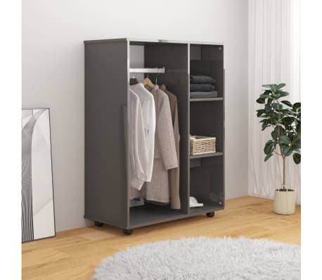 vidaXL Kleiderschrank Hochglanz-Grau 80x40x110 cm Holzwerkstoff