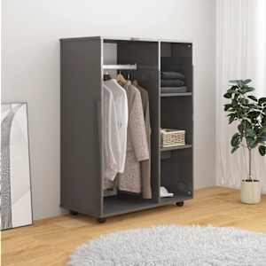 vidaXL Garderobe høyglans grå 80x40x110 cm sponplate