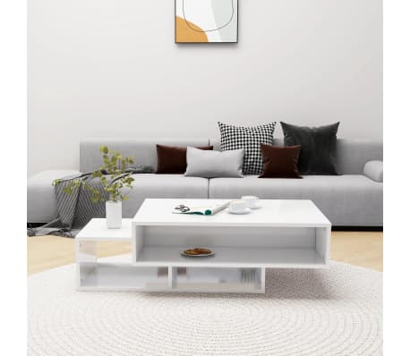 vidaXL Salongbord høyglans hvit 105x55x32 cm konstruert tre