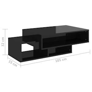 Konferenční stolek černý vysoký lesk 105x55x32 cm dřevotříska - obrázek 7