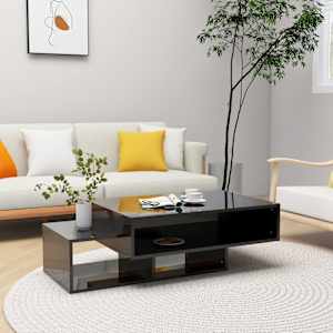 Konferenční stolek černý vysoký lesk 105x55x32 cm dřevotříska - obrázek 1