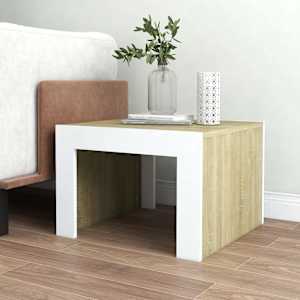 vidaXL Salongbord hvit og sonoma eik 50x50x35 cm konstruert tre