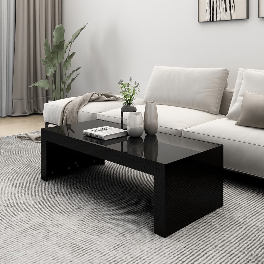 vidaXL Coffee Table High Gloss Black 110x50x35 cm Engineered Wood