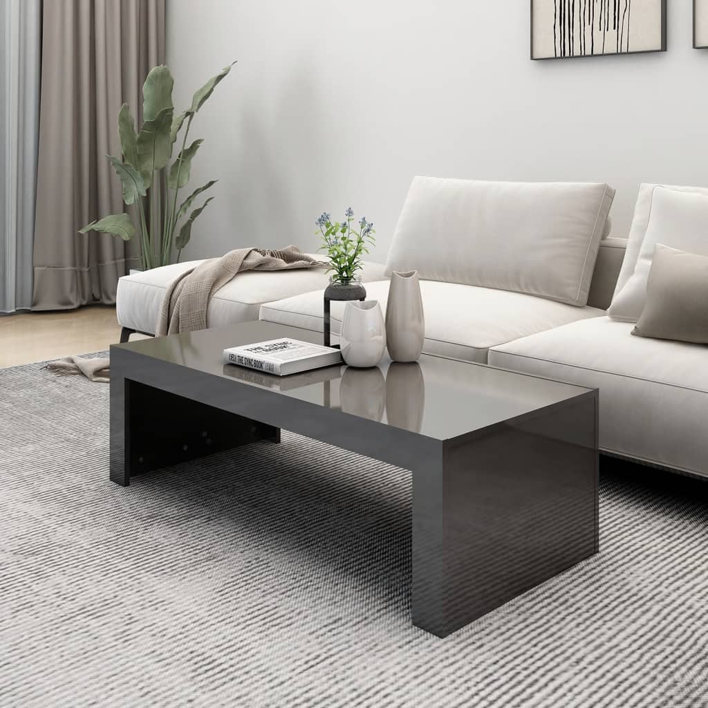 

vidaXL Salontafel 110x50x35 cm spaanplaat hoogglans grijs