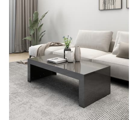 vidaXL Couchtisch Hochglanz-Grau 110x50x35 cm Holzwerkstoff