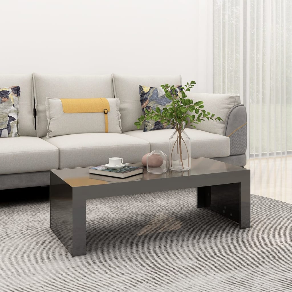 vidaXL sofabord 110x50x35 cm spånplade grå højglans