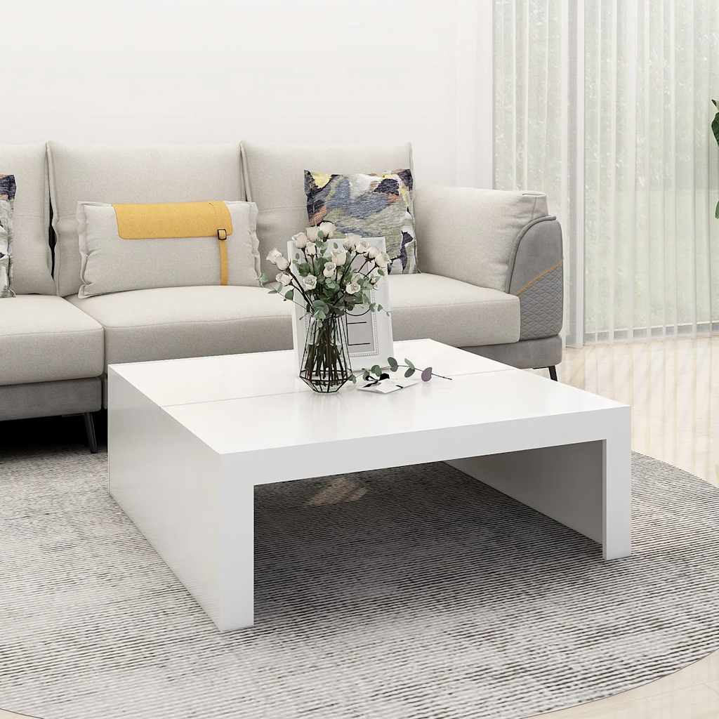 vidaXL Stolik kawowy, bia�y, 100x100x35 cm, materia� drewnopochodny