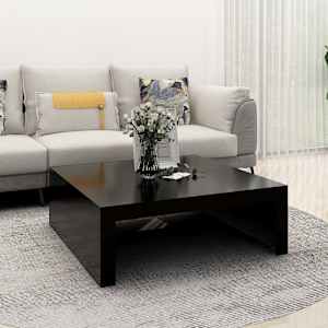 Klubska mizica črna 100x100x35 cm inženirski les