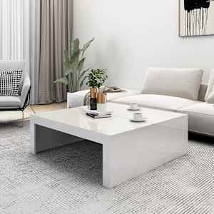 vidaXL Salongbord høyglans hvit 100x100x35 cm konstruert tre